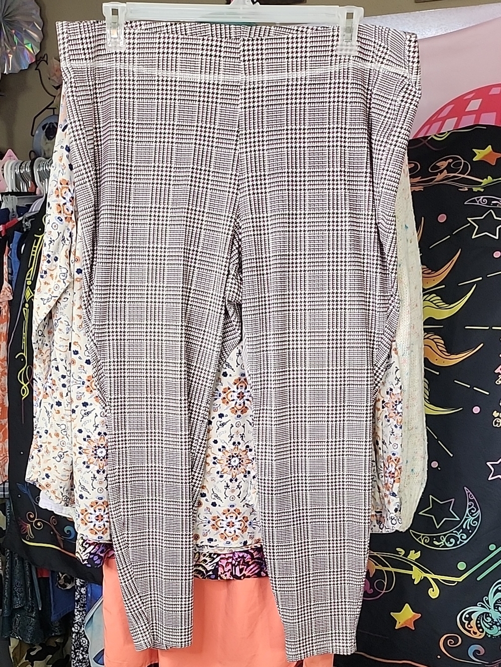 Lane Bryant Plaid Skinny Pull-On Pants in Taupe and Black 18/20
